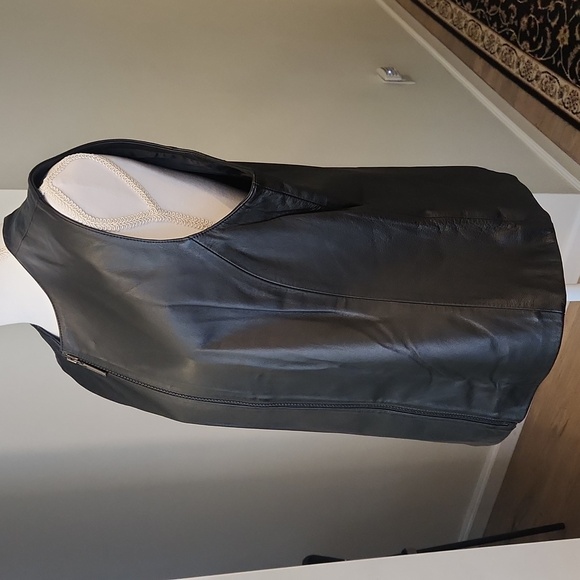 Preston & York Leather Vest Zip Up Women's 14 VTG Y2K Biker Grung - Picture 4 of 14